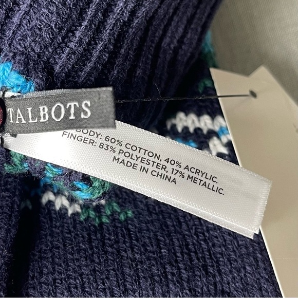 Talbots Chamonix Fair Isle Winter Gloves Tech Friendly Blue Nwt - Picture 4 of 5